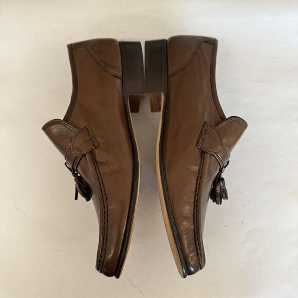 Diamond’s Italy Brown Buttery Soft Leather Tassel Tie Slip On Loafers Men 9 New - Picture 5 of 16